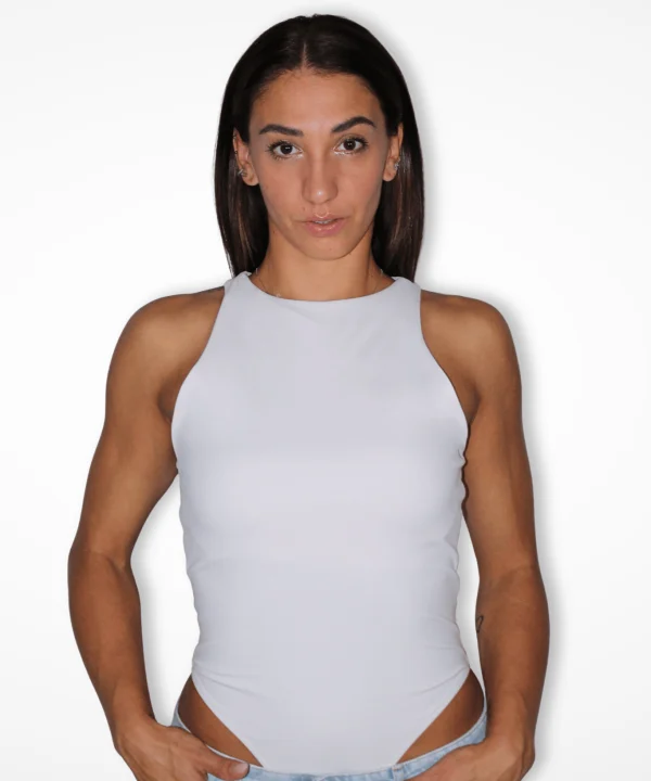 Body Skin bianco, body donna con scollo all'americana – JeiBi
