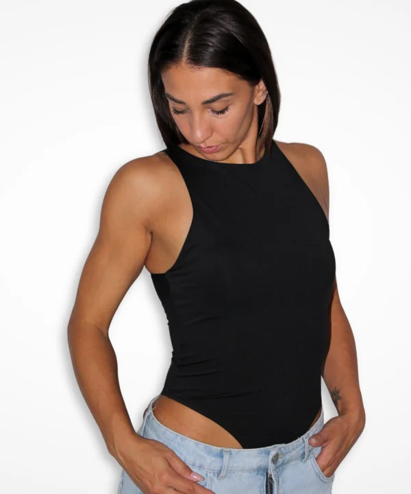 Body Skin nero, body donna con scollo all'americana – JeiBi