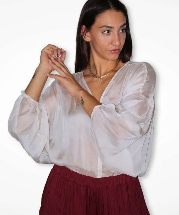 Camicia Chiffon Buttercream, camicia donna in seta color burro – JeiBi