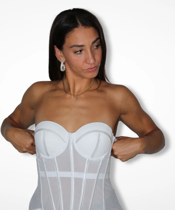 Corsetto Amèlie bianco, bustier donna con scollo a cuore – JeiBi