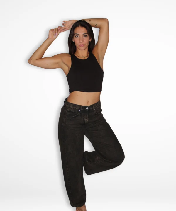 Jeans Mocha, jeans balloon donna marrone effetto vintage – JeiBi